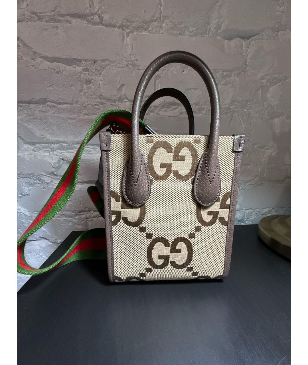 GUCCI Коричневая кожаная сумка тоут, фото 3