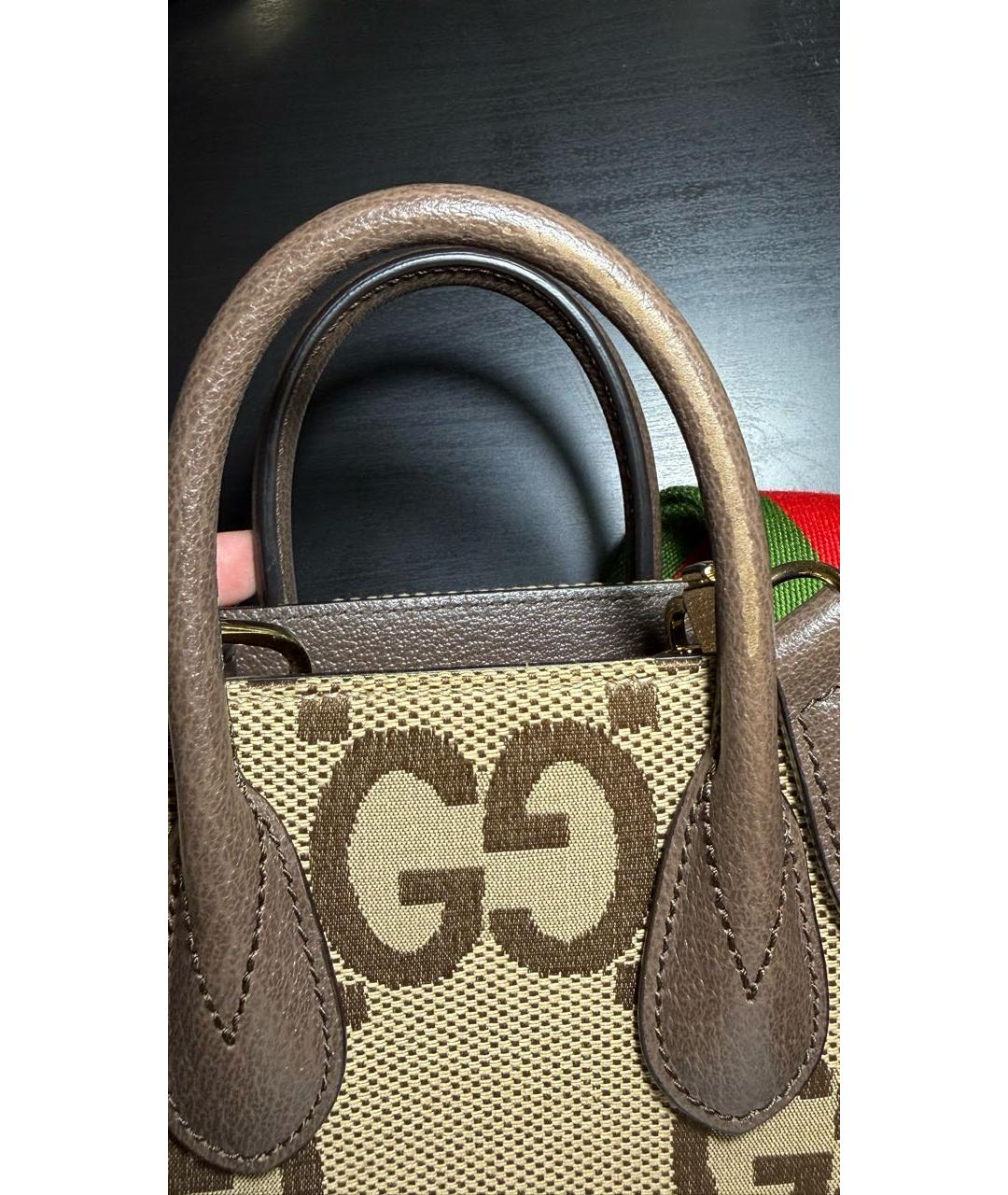 GUCCI Коричневая кожаная сумка тоут, фото 8