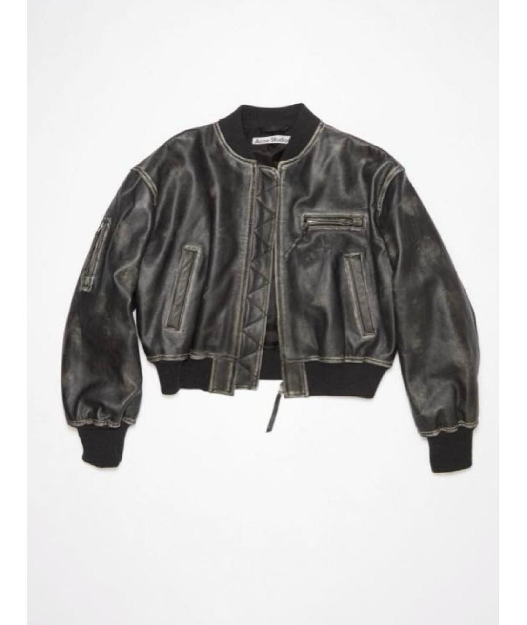 ACNE STUDIOS Антрацитовая кожаная куртка, фото 9
