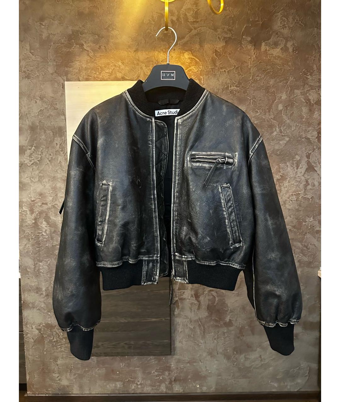 ACNE STUDIOS Антрацитовая кожаная куртка, фото 4