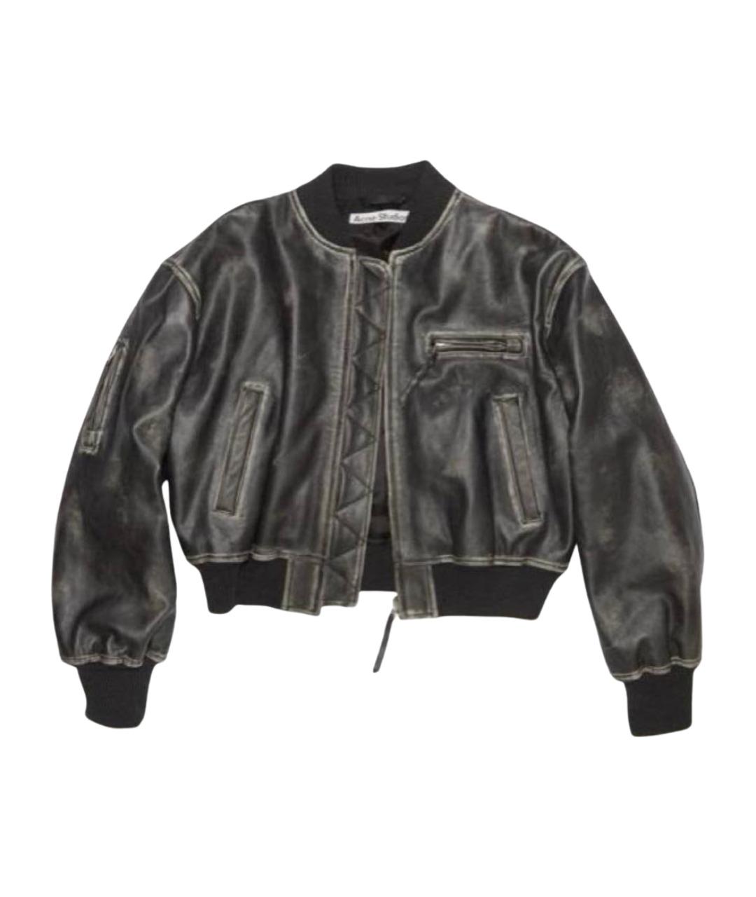 ACNE STUDIOS Антрацитовая кожаная куртка, фото 1