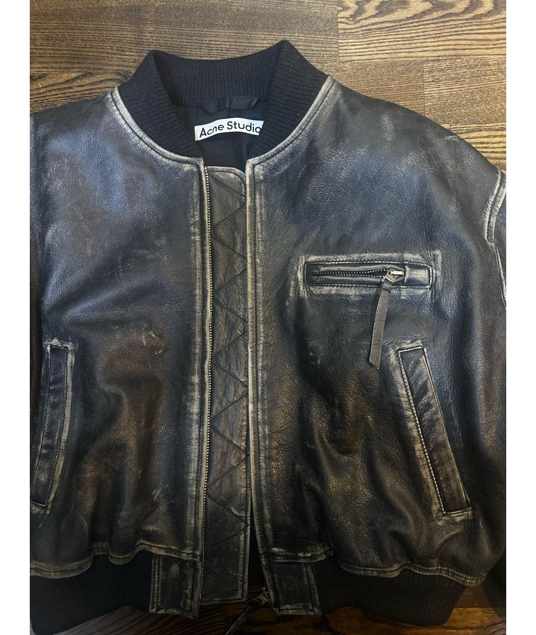 ACNE STUDIOS Антрацитовая кожаная куртка, фото 2