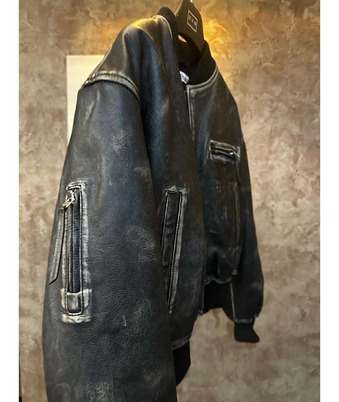 ACNE STUDIOS Антрацитовая кожаная куртка, фото 5