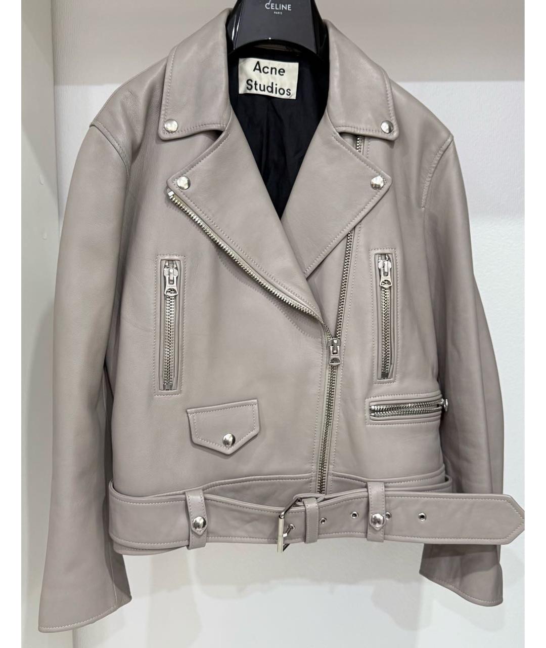ACNE STUDIOS Серая кожаная куртка, фото 4