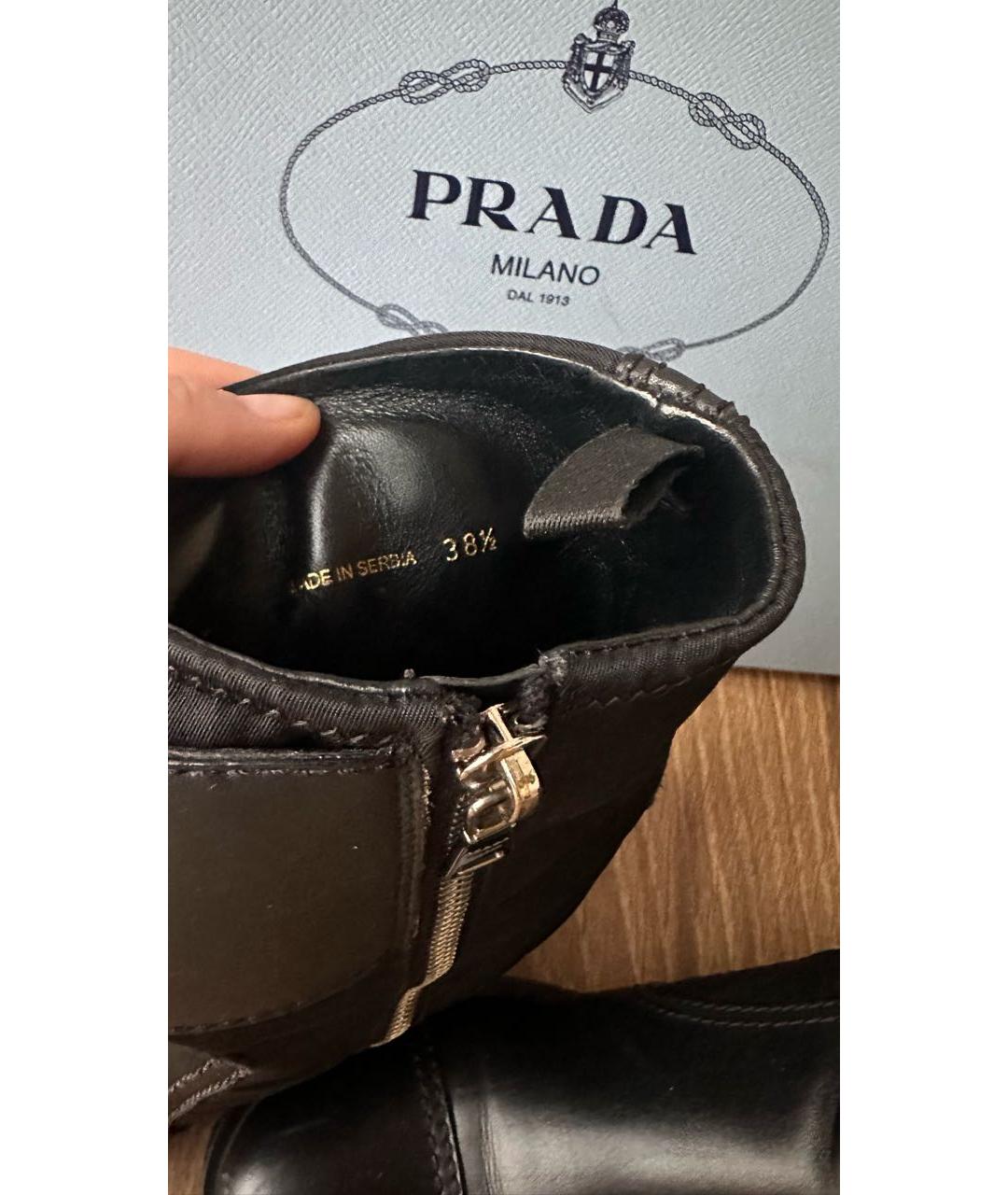 PRADA Черные кожаные полусапоги, фото 8