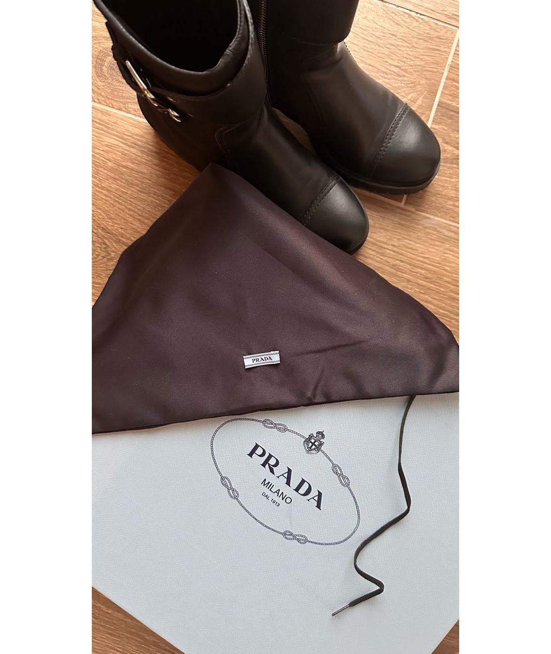 PRADA Черные кожаные полусапоги, фото 7