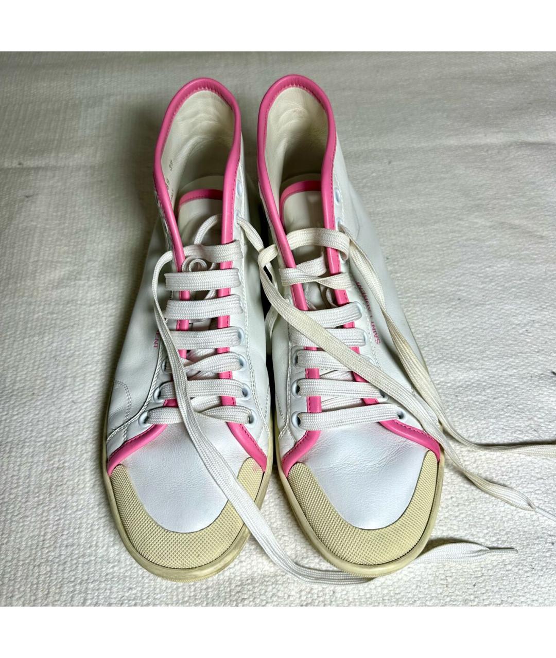 SAINT LAURENT Белые кожаные кеды, фото 2