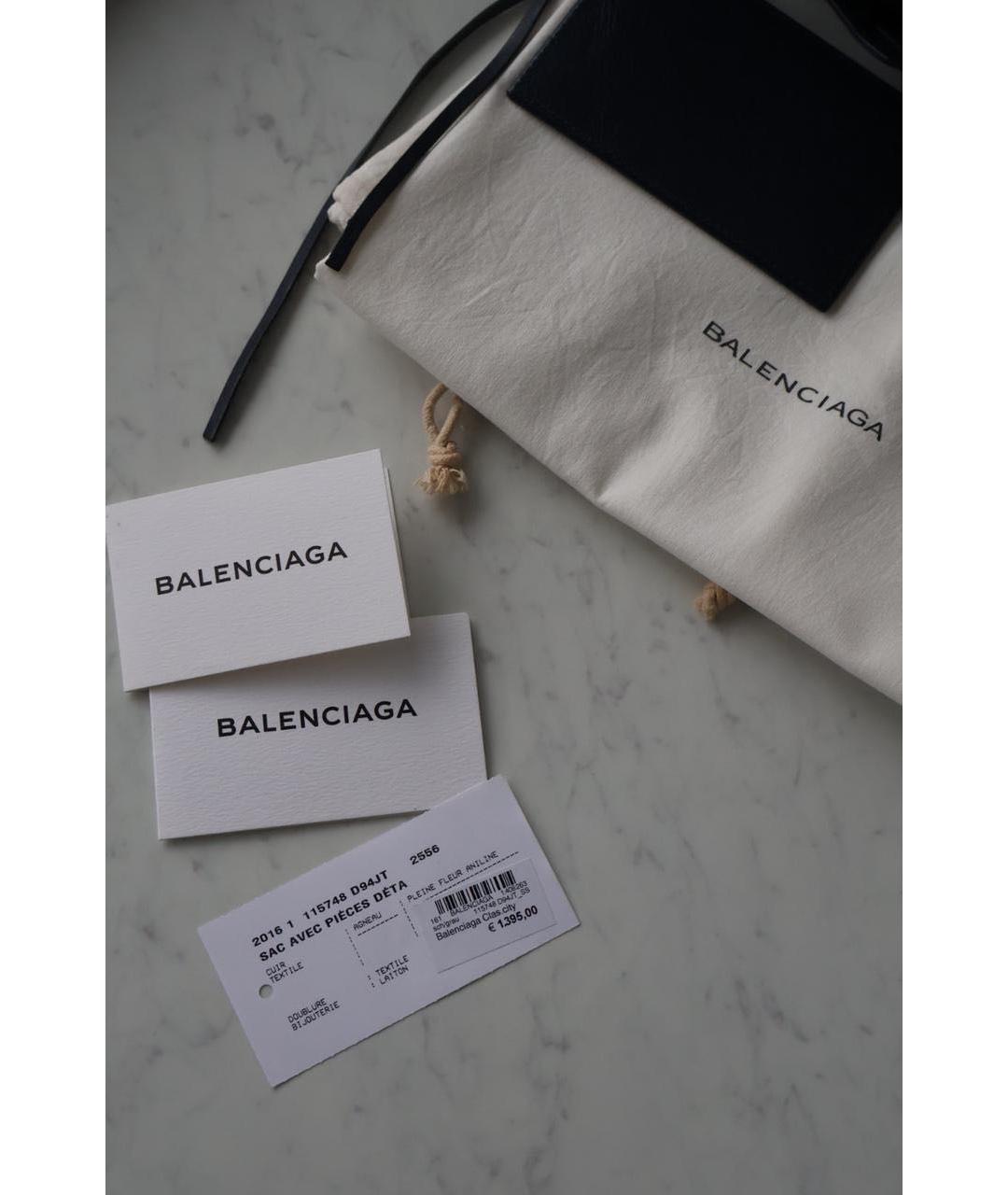 BALENCIAGA Темно-синяя кожаная сумка тоут, фото 8