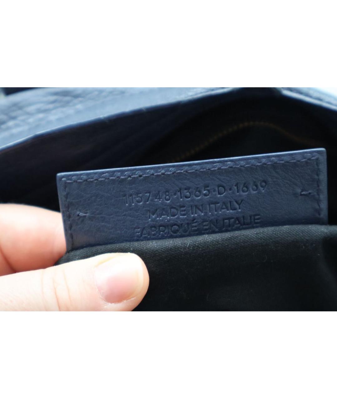 BALENCIAGA Темно-синяя кожаная сумка тоут, фото 6