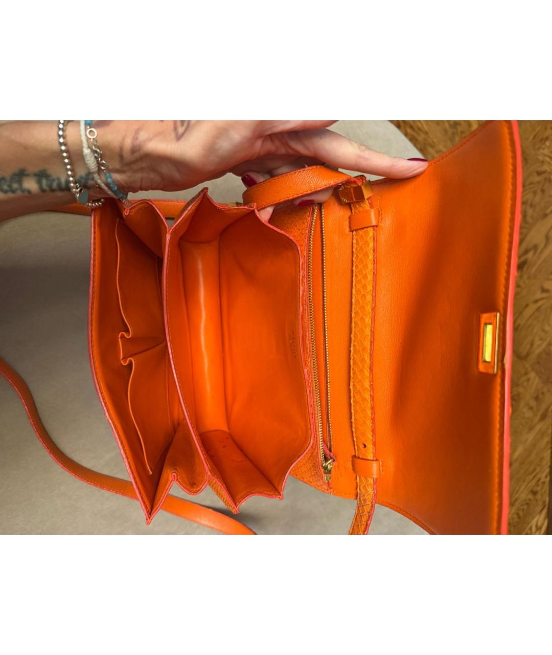 CELINE Оранжевая кожаная сумка через плечо, фото 5