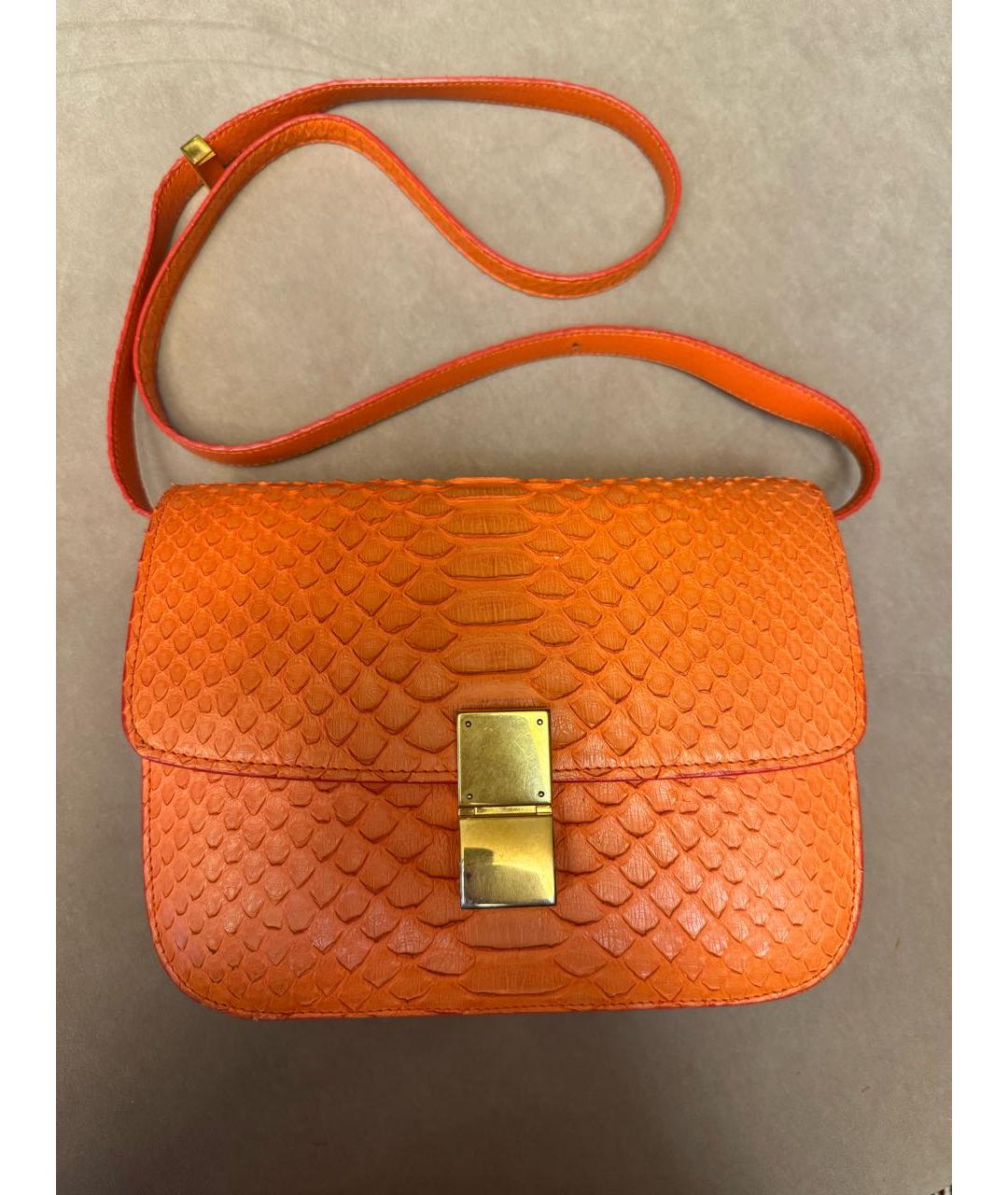 CELINE Оранжевая кожаная сумка через плечо, фото 6
