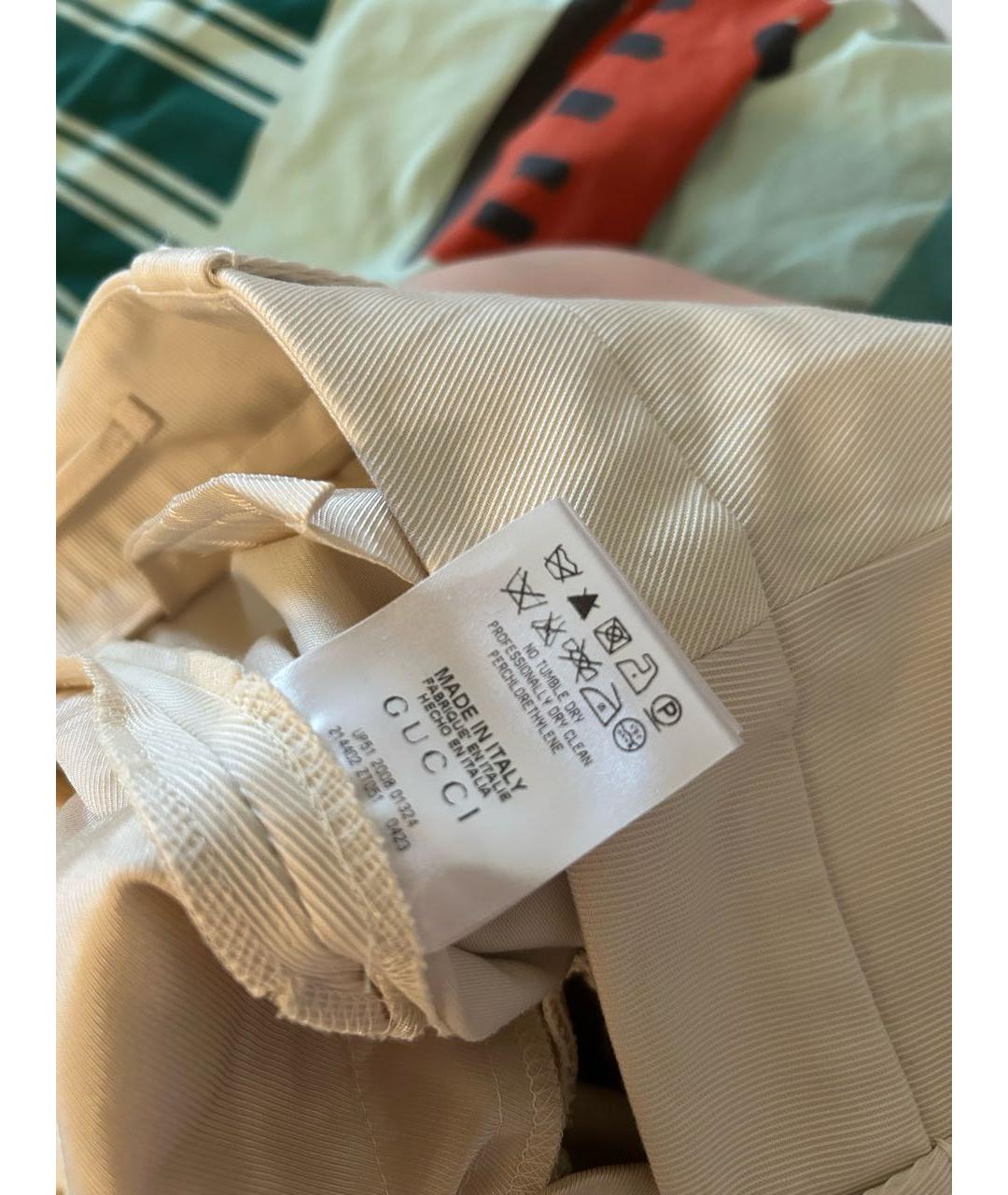 GUCCI Бежевые хлопковые брюки узкие, фото 5