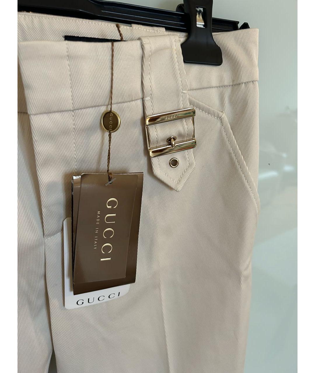 GUCCI Бежевые хлопковые брюки узкие, фото 4