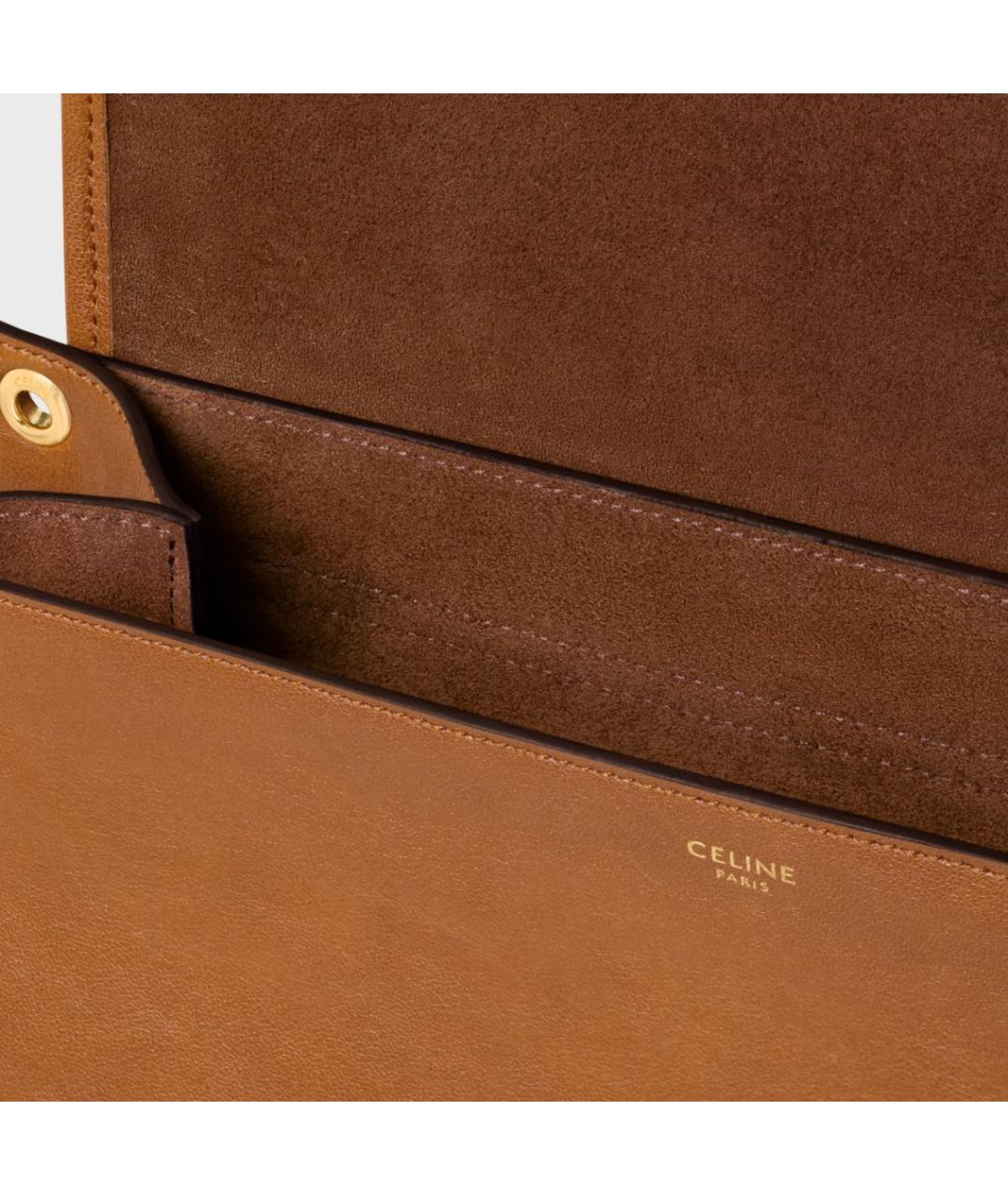 CELINE Коричневая кожаная сумка через плечо, фото 4
