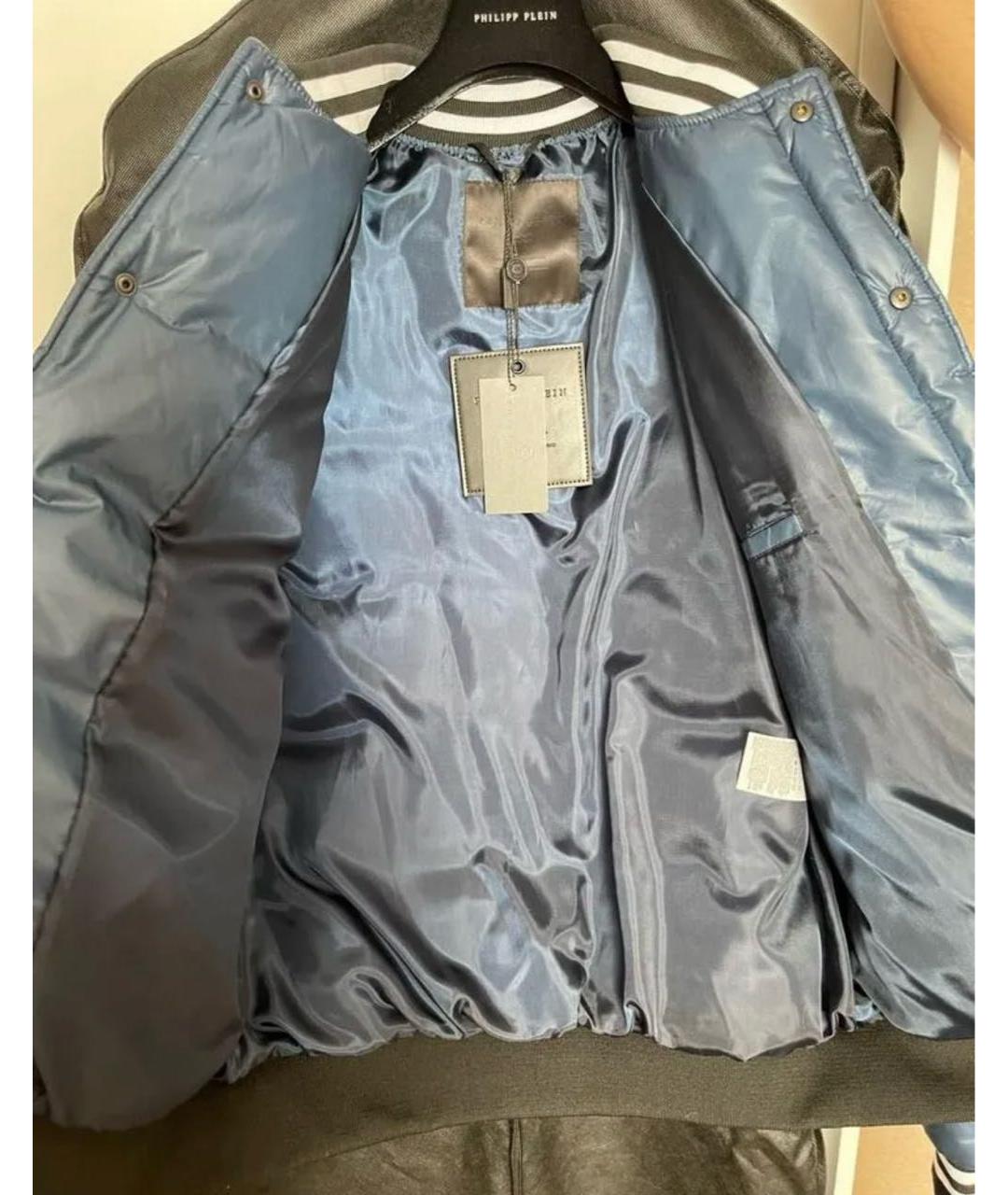 PHILIPP PLEIN Темно-синяя полиамидовая куртка, фото 6