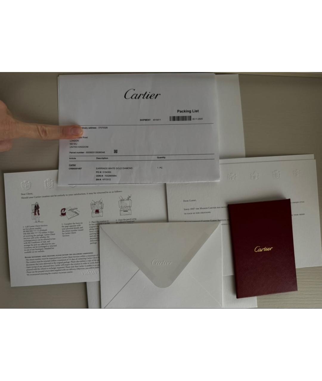 CARTIER Белые серьги из белого золота, фото 5