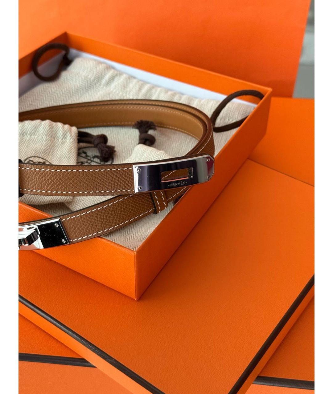HERMES Коричневый кожаный ремень, фото 3