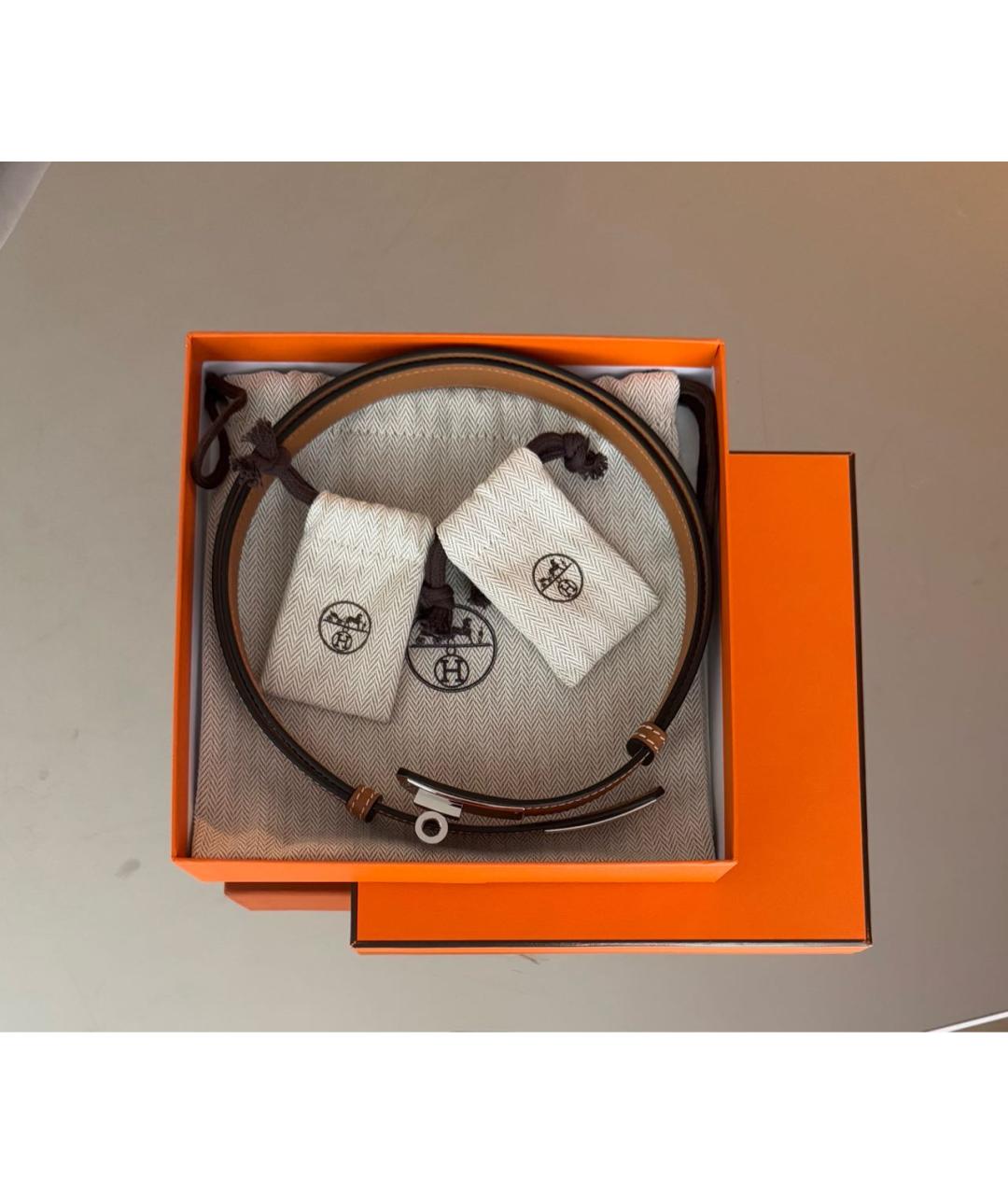 HERMES Коричневый кожаный ремень, фото 4