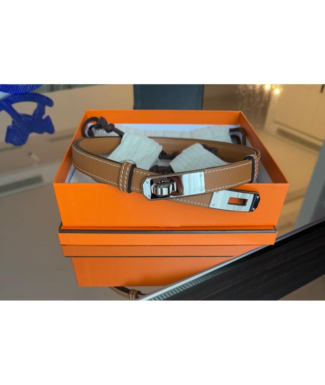 HERMES Коричневый кожаный ремень, фото 2