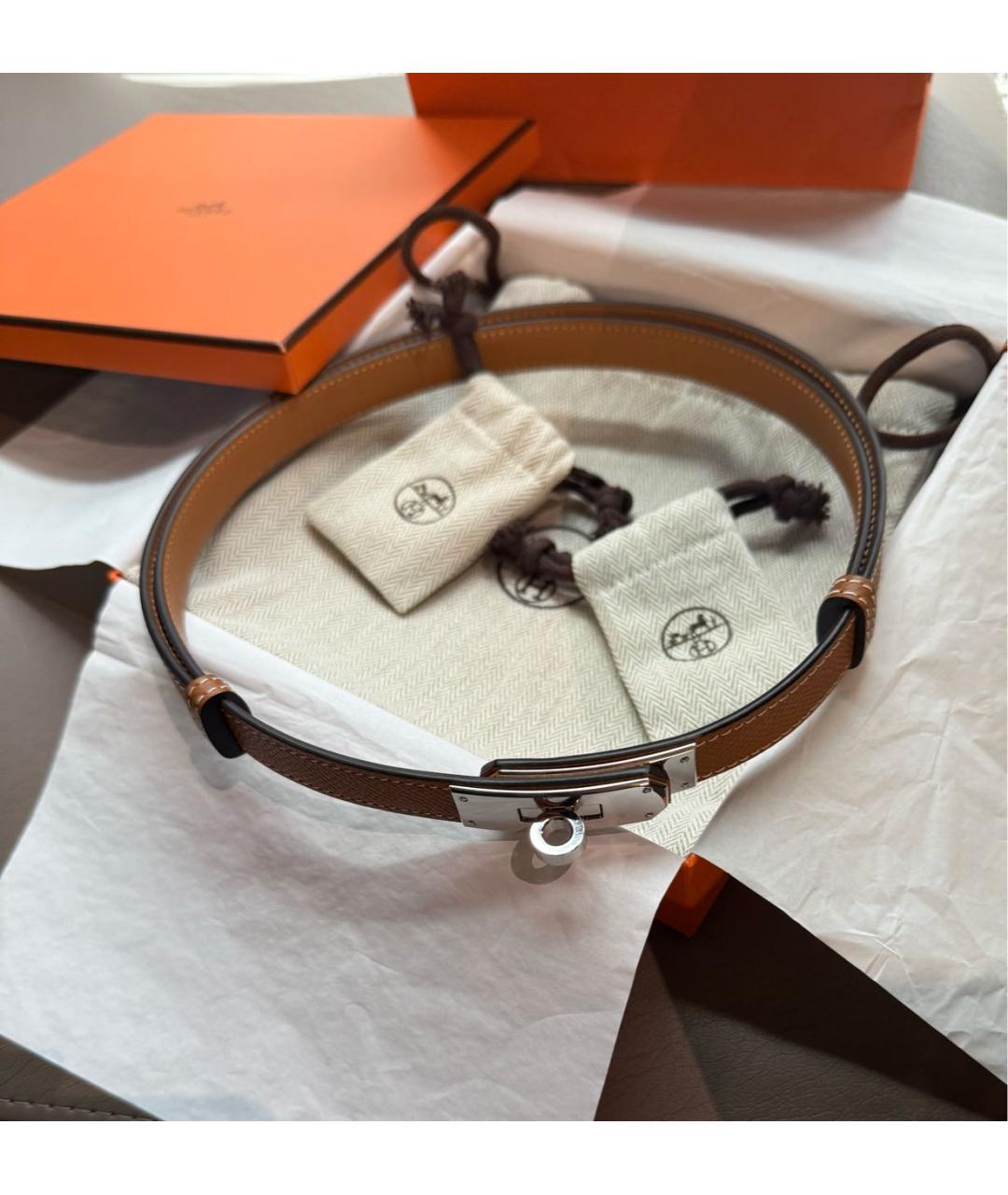 HERMES Коричневый кожаный ремень, фото 2