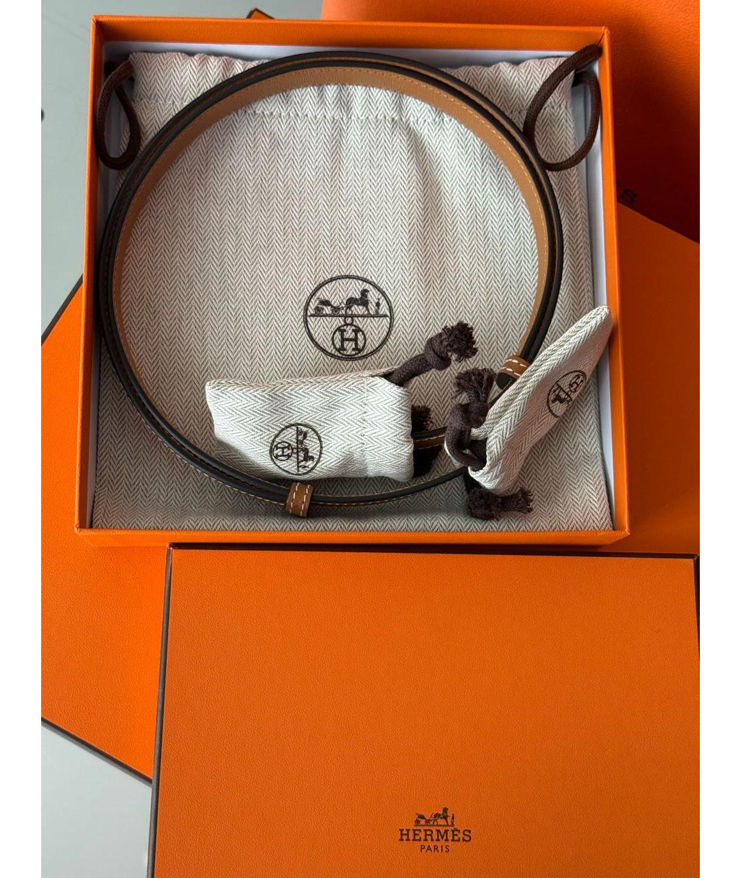 HERMES Коричневый кожаный ремень, фото 7