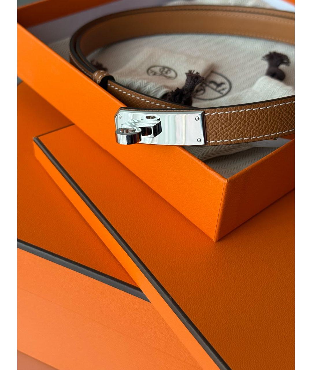 HERMES Коричневый кожаный ремень, фото 4