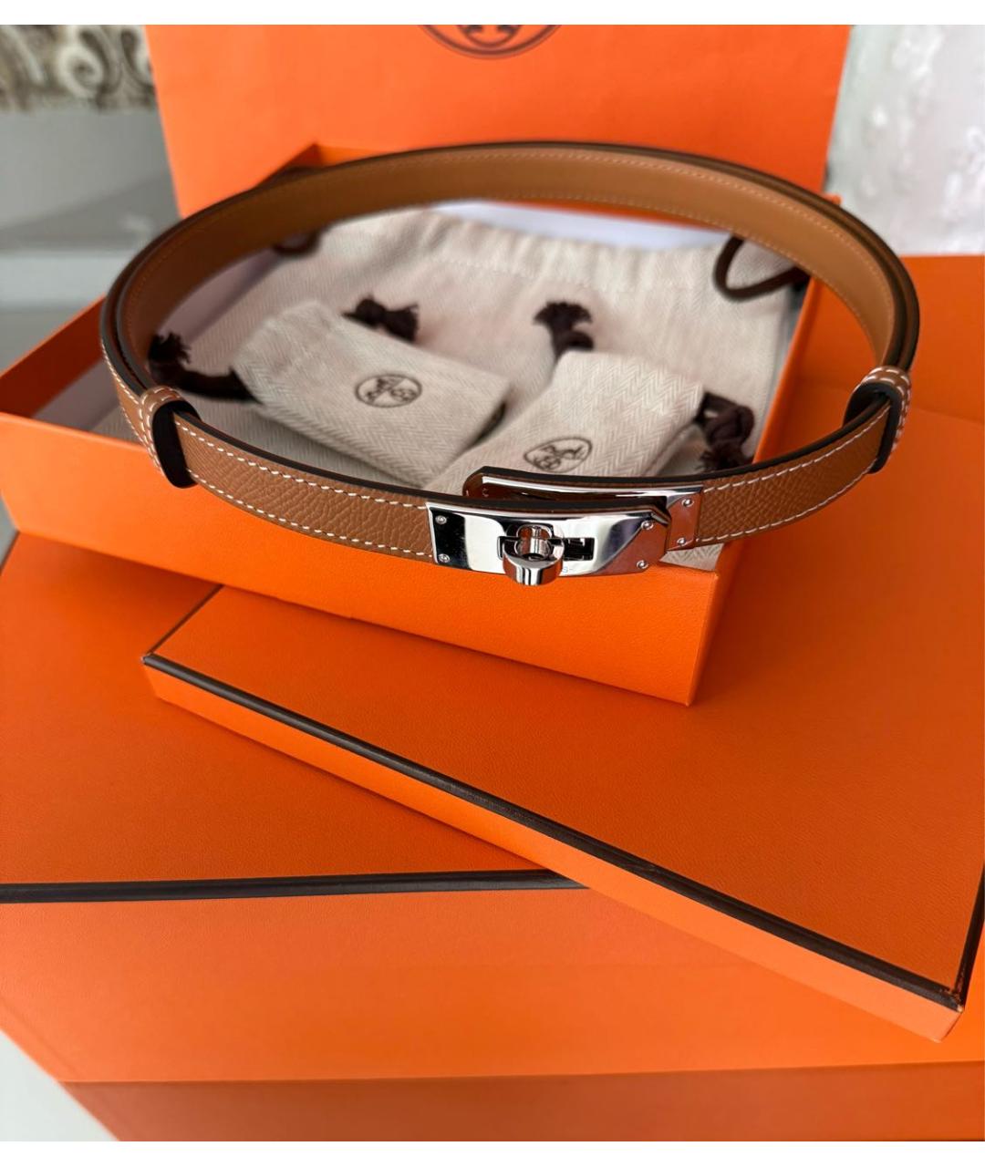 HERMES Коричневый кожаный ремень, фото 2