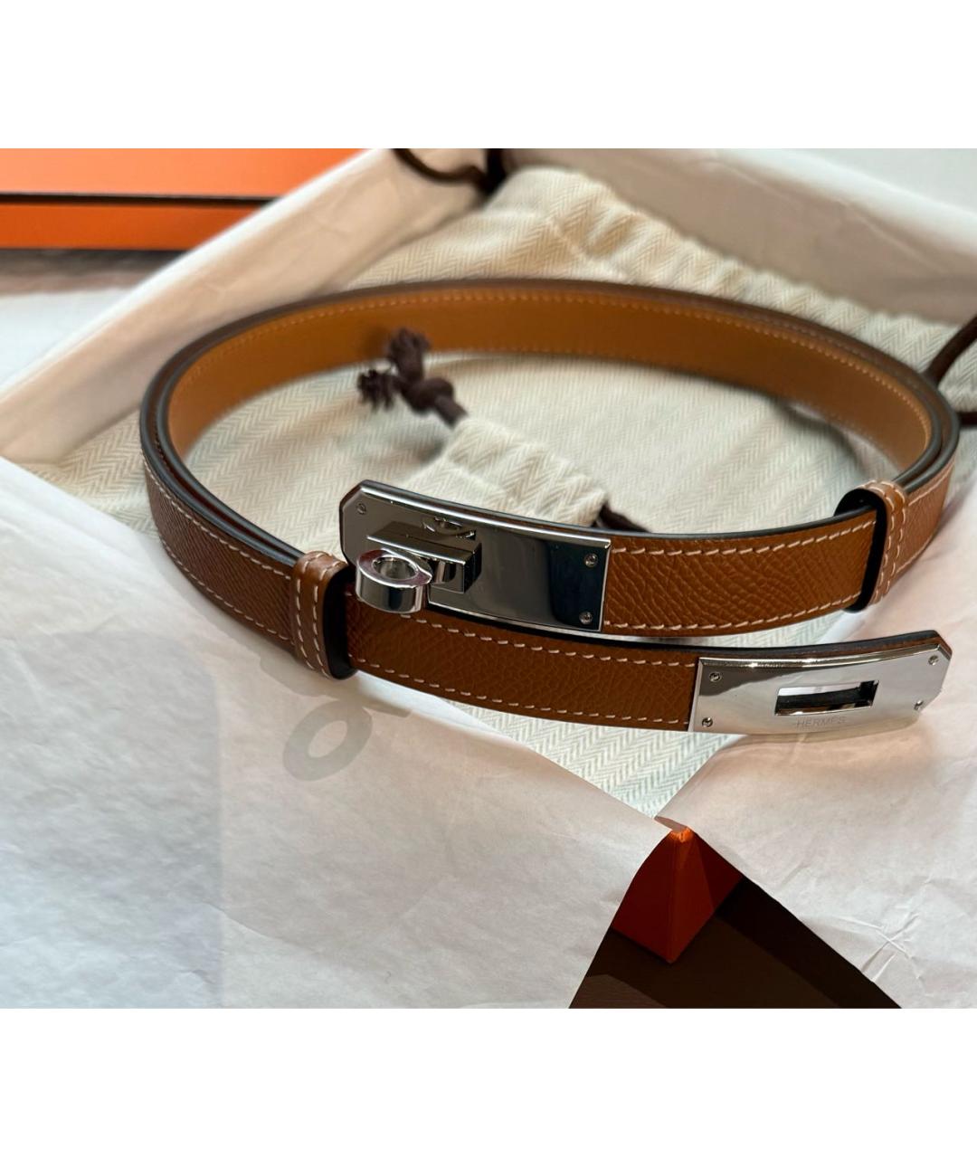 HERMES Коричневый кожаный ремень, фото 4