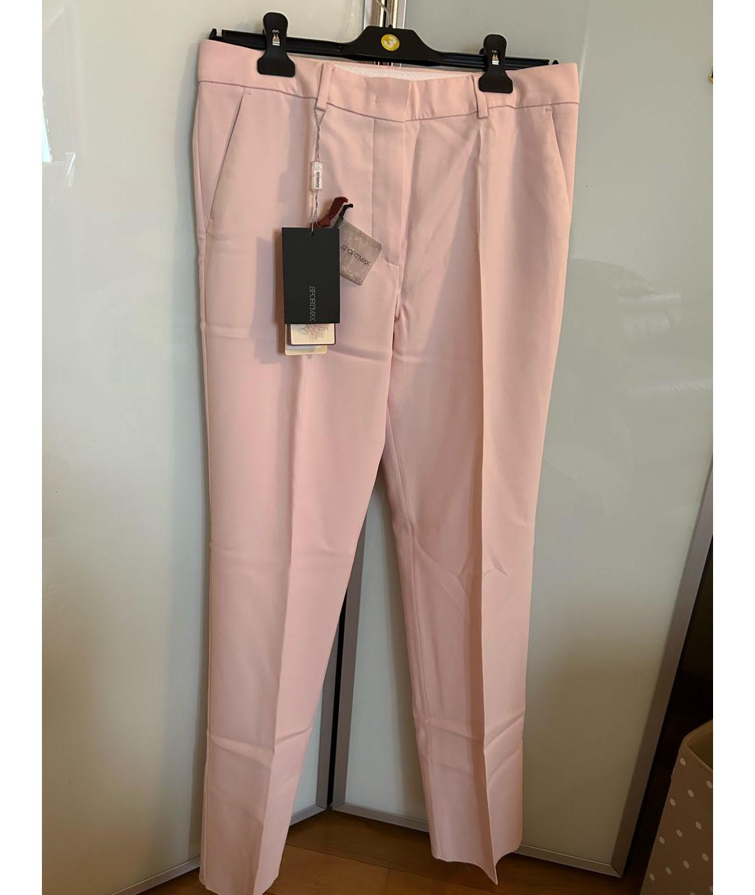 SPORTMAX Коралловые вискозные прямые брюки, фото 5