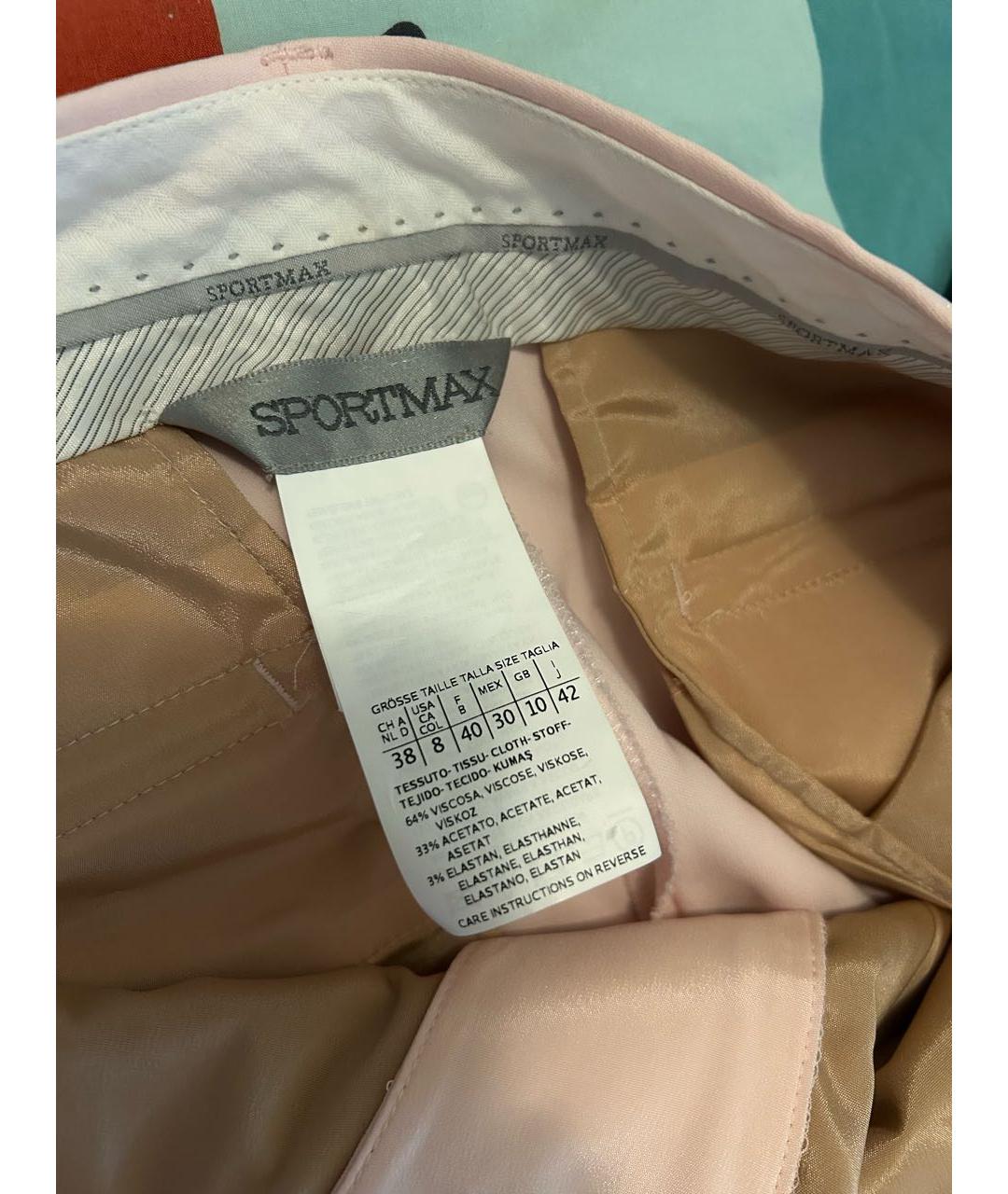 SPORTMAX Коралловые вискозные прямые брюки, фото 3