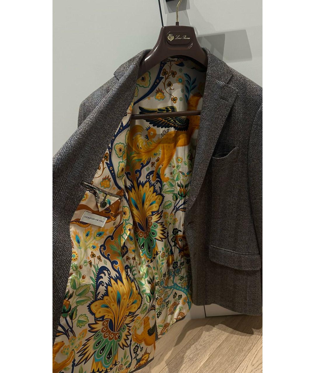 ETRO Серый шерстяной пиджак, фото 5