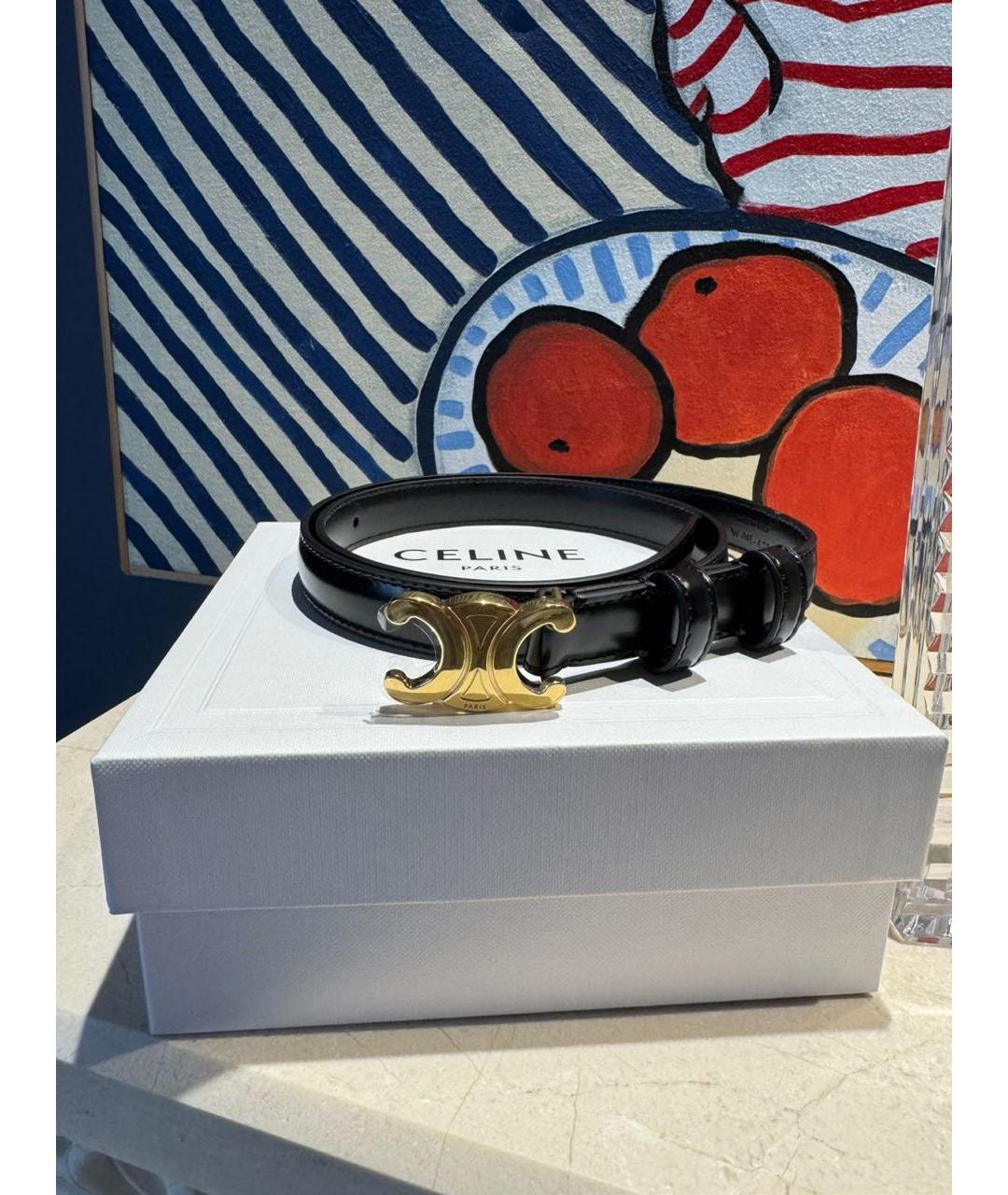 CELINE Черный кожаный ремень, фото 5