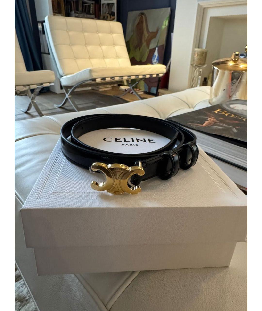 CELINE Черный кожаный ремень, фото 4