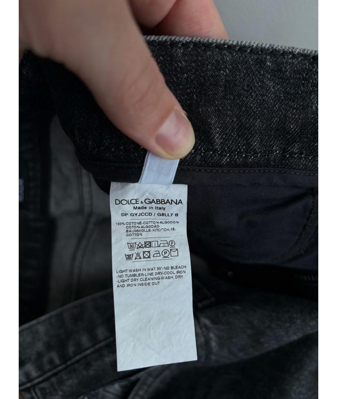 DOLCE&GABBANA Антрацитовые хлопковые прямые джинсы, фото 6