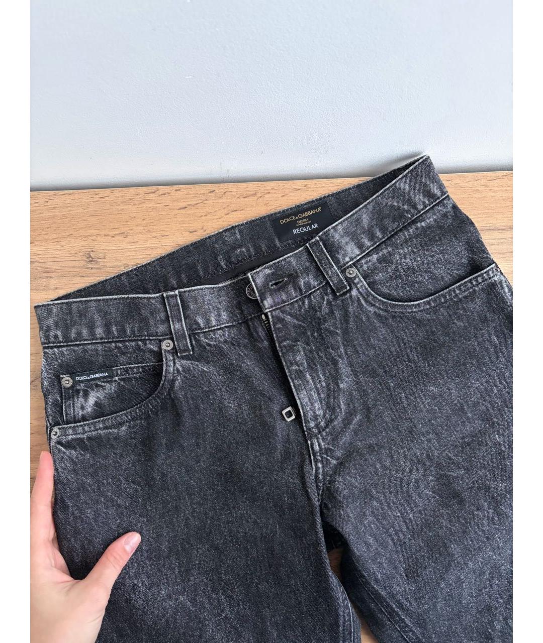 DOLCE&GABBANA Антрацитовые хлопковые прямые джинсы, фото 4