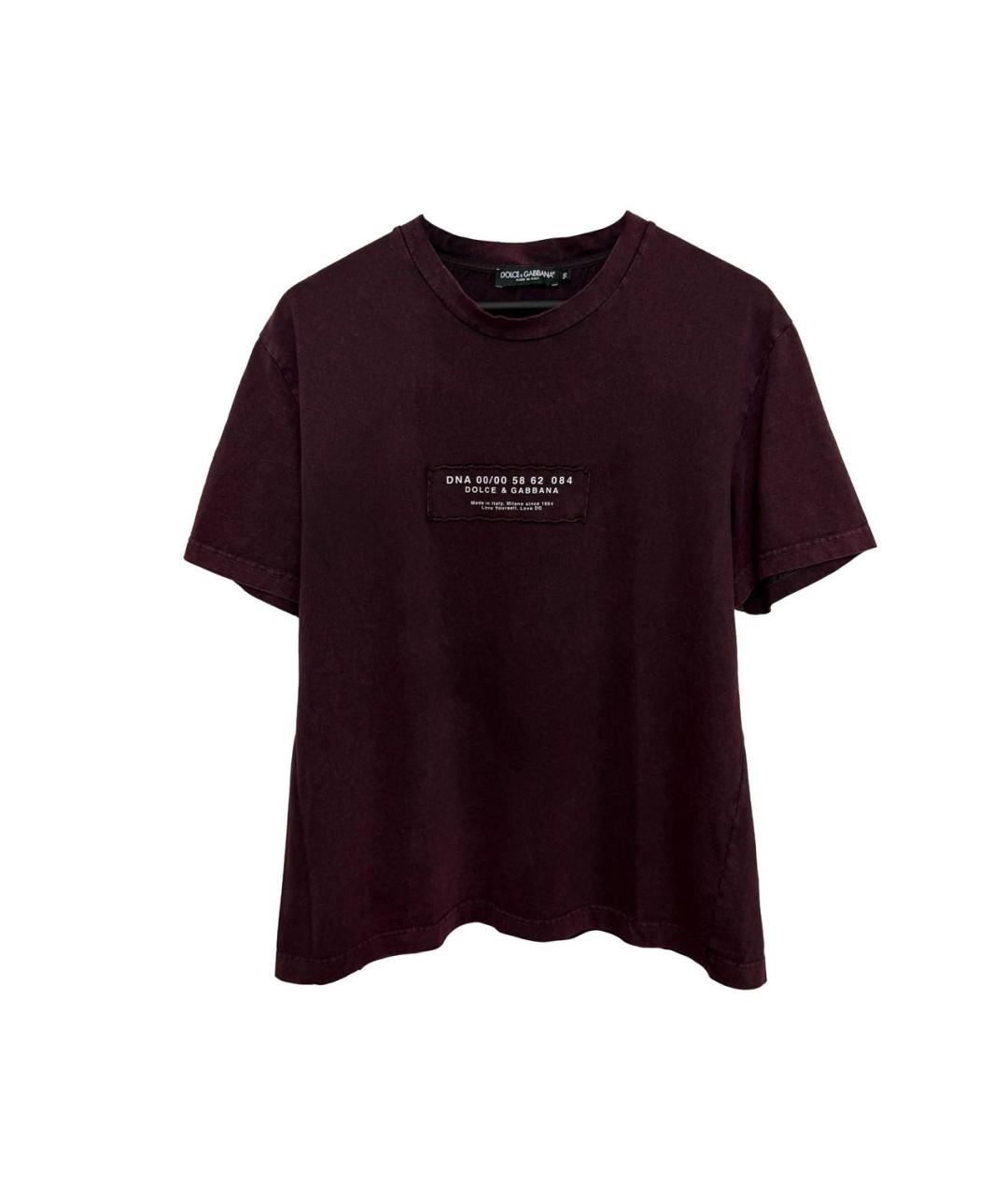 DOLCE&GABBANA Бордовая хлопковая футболка, фото 1