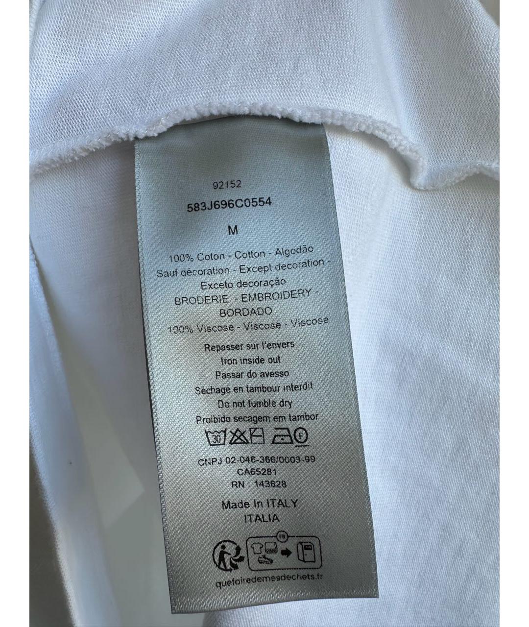 CHRISTIAN DIOR Белая хлопковая футболка, фото 4