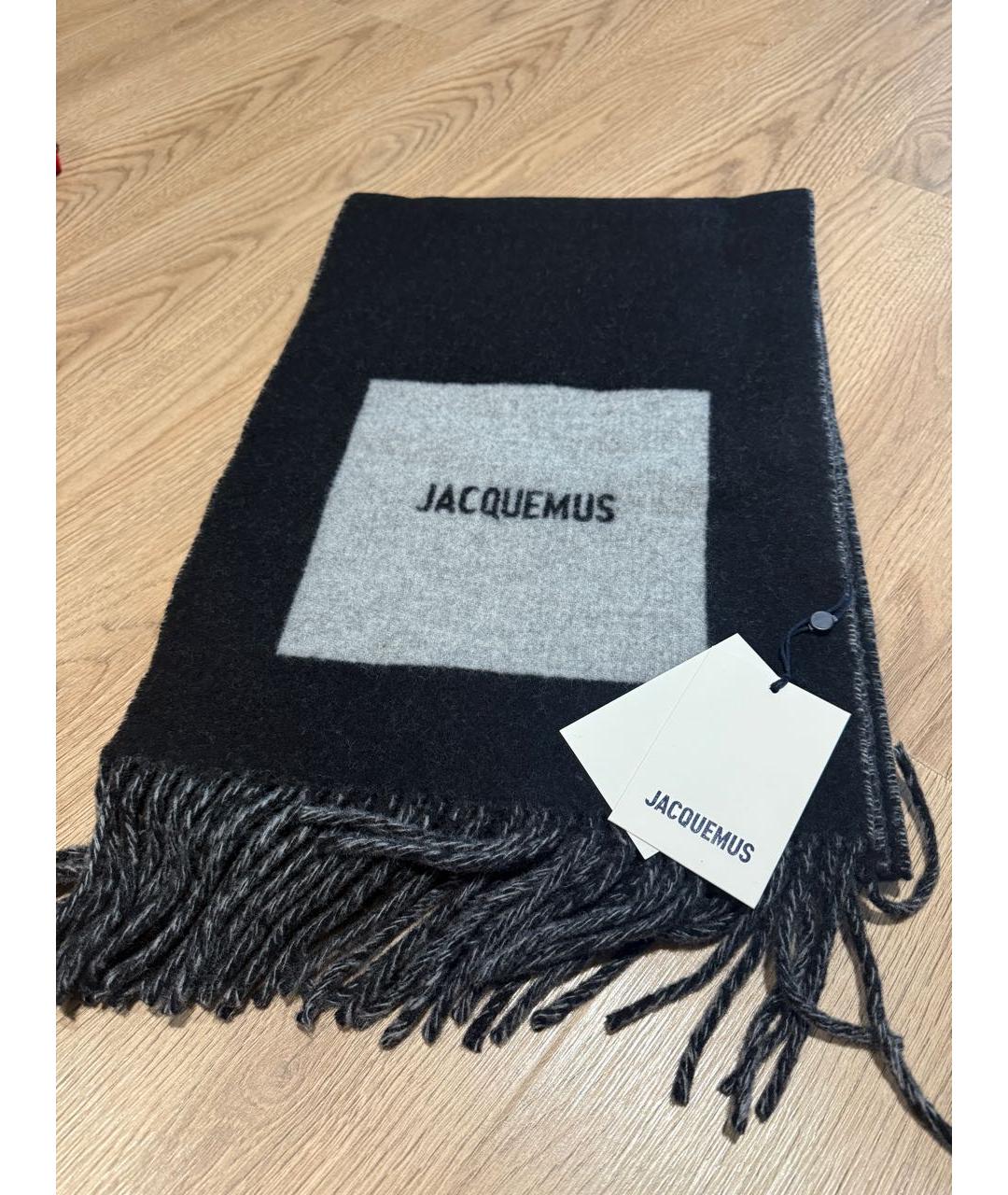 JACQUEMUS Черный шерстяной шарф, фото 2