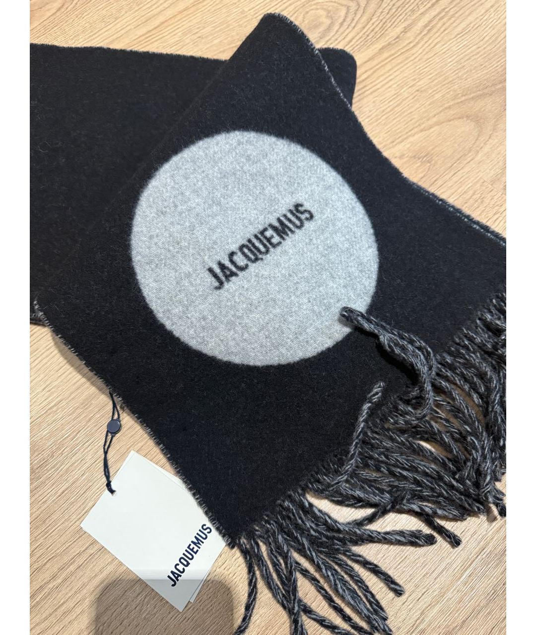 JACQUEMUS Черный шерстяной шарф, фото 4