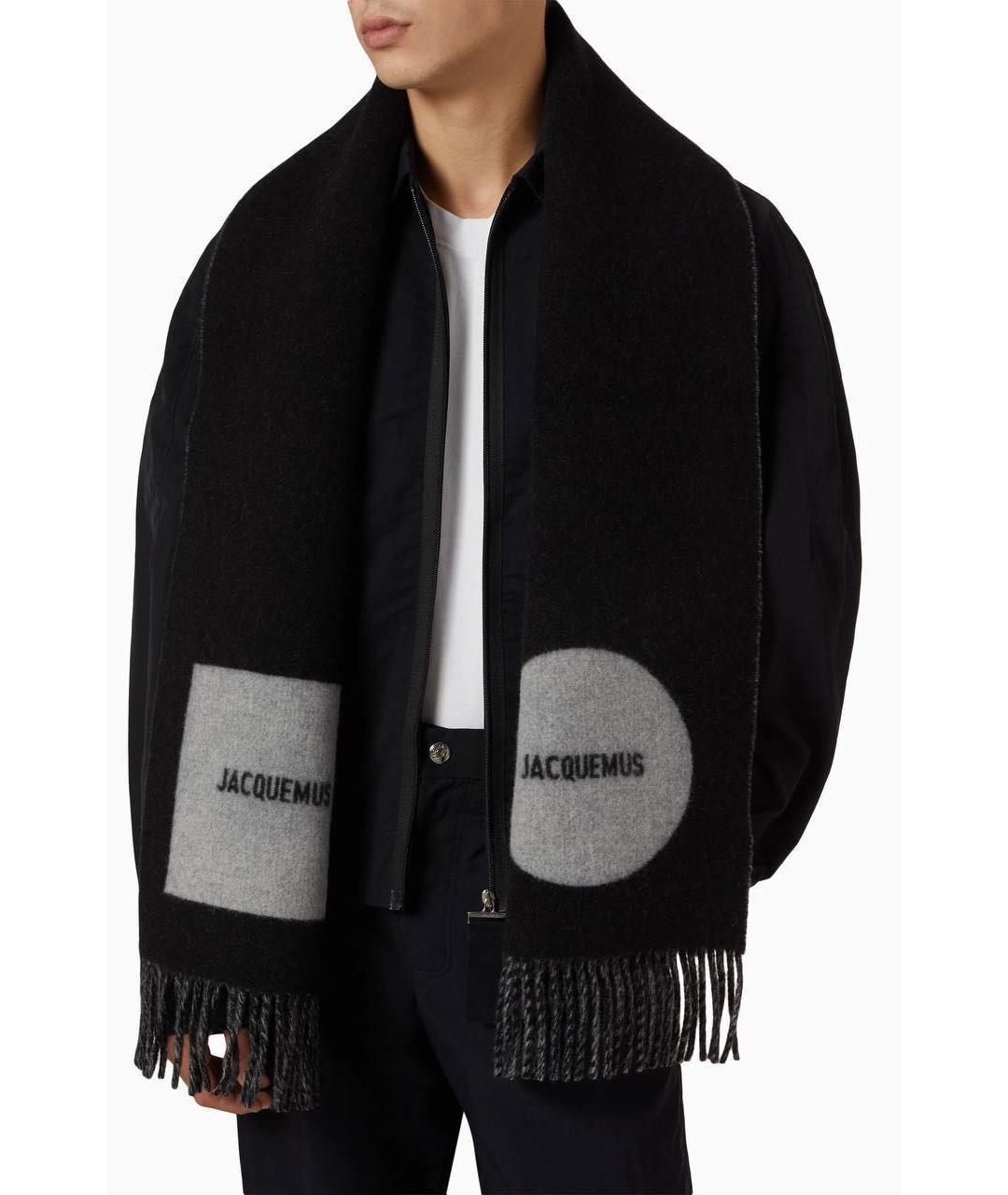 JACQUEMUS Черный шерстяной шарф, фото 8
