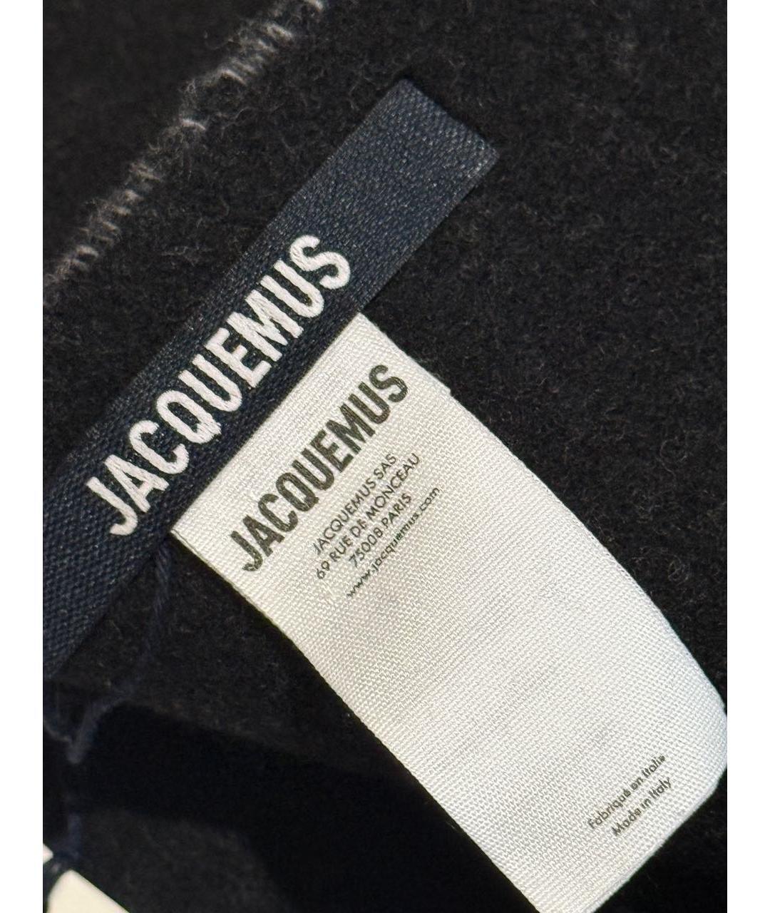 JACQUEMUS Черный шерстяной шарф, фото 3