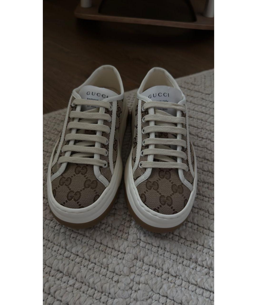 GUCCI Бежевые текстильные кеды, фото 2