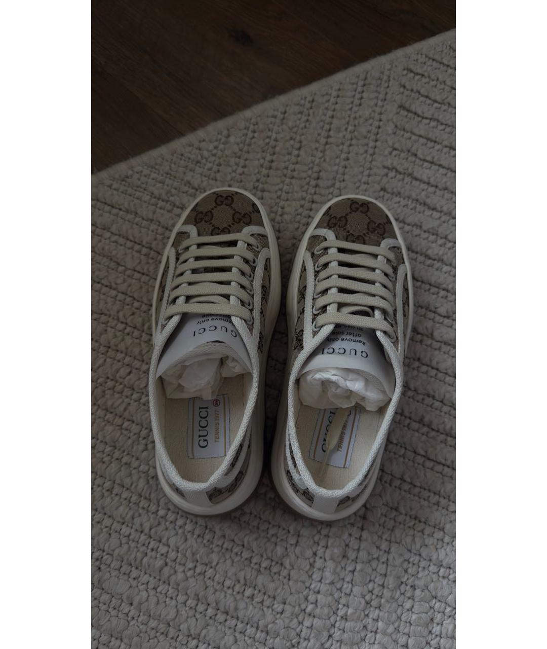GUCCI Бежевые текстильные кеды, фото 3