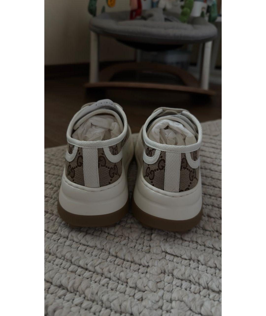 GUCCI Бежевые текстильные кеды, фото 4