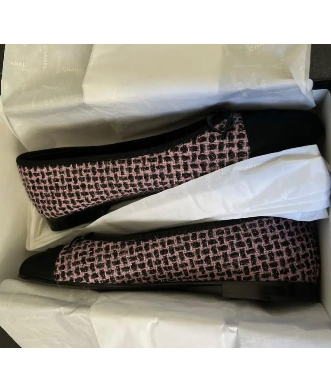 CHANEL Розовые текстильные балетки, фото 8
