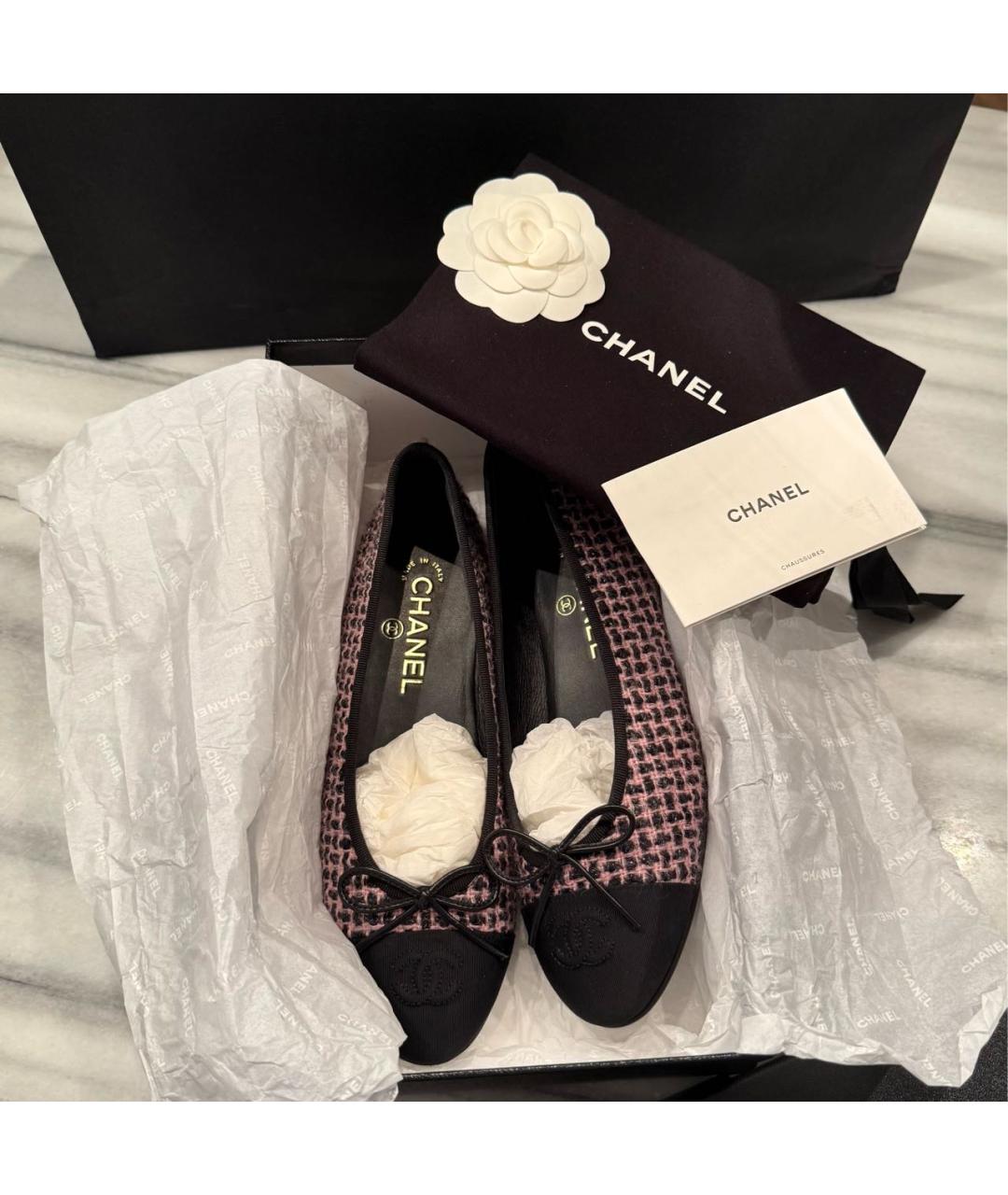 CHANEL Розовые текстильные балетки, фото 2