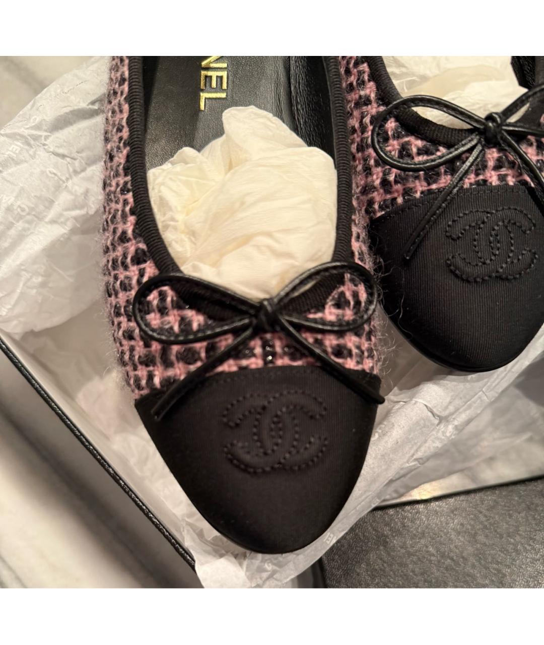 CHANEL Розовые текстильные балетки, фото 4