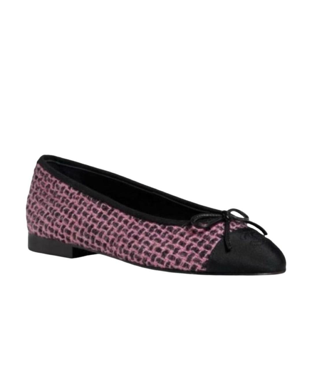 CHANEL Розовые текстильные балетки, фото 1