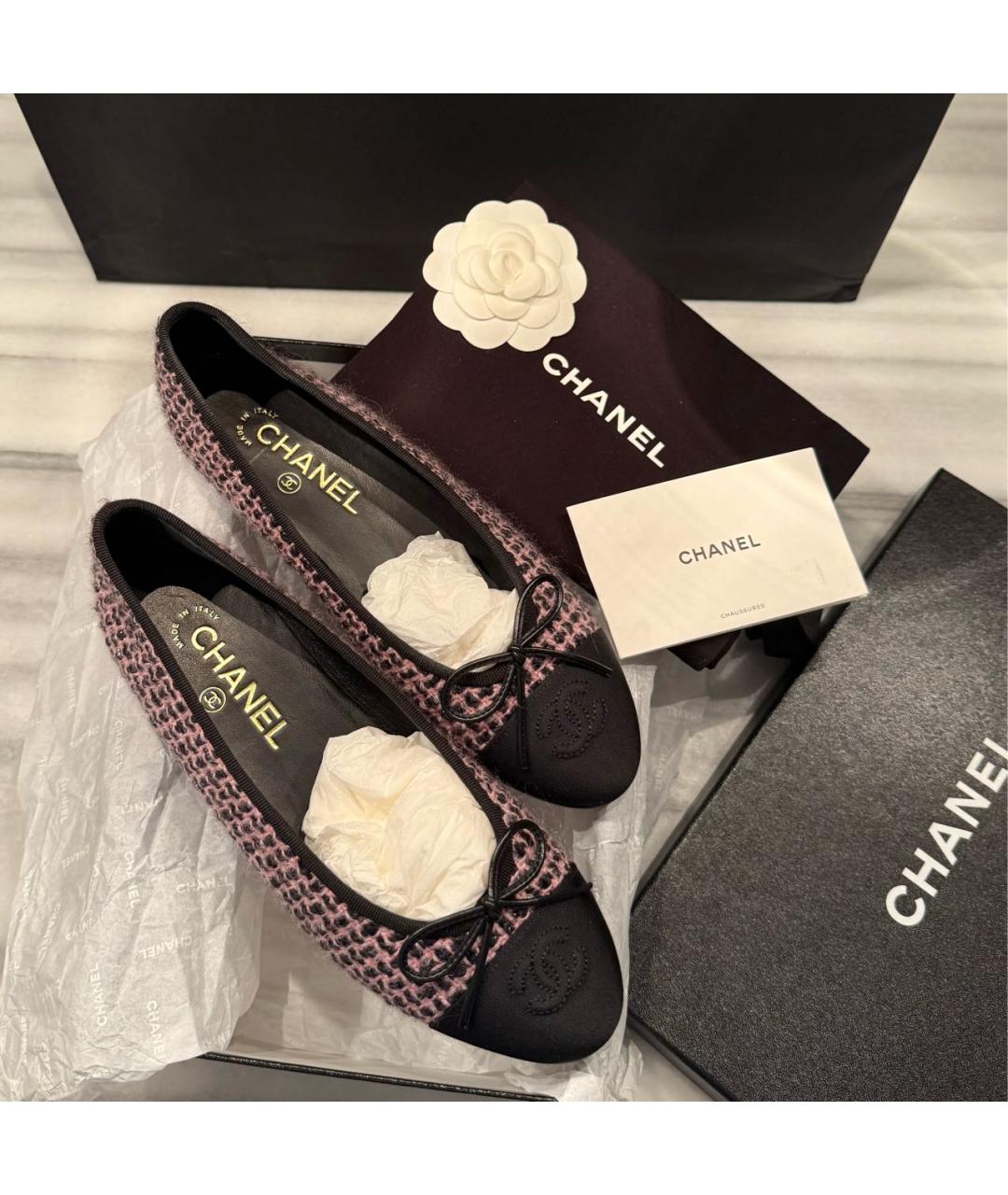 CHANEL Розовые текстильные балетки, фото 3