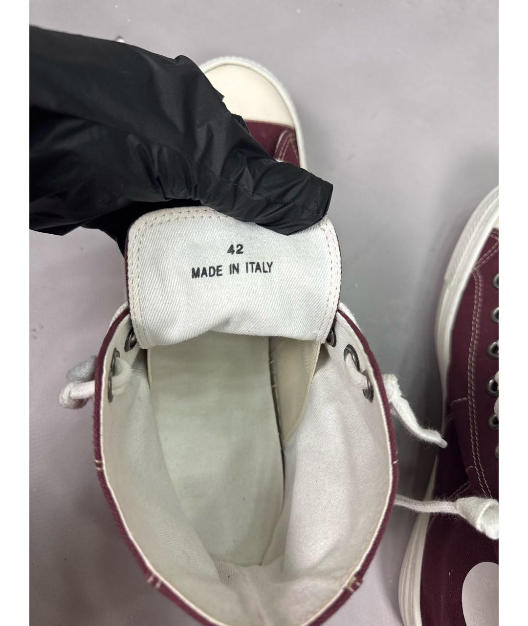 MAISON MARGIELA Бордовые текстильные высокие кроссовки / кеды, фото 8